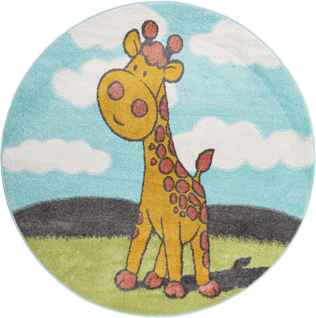 Blue 5' 1 x 5' 1 Whimsy Kids Round Rug