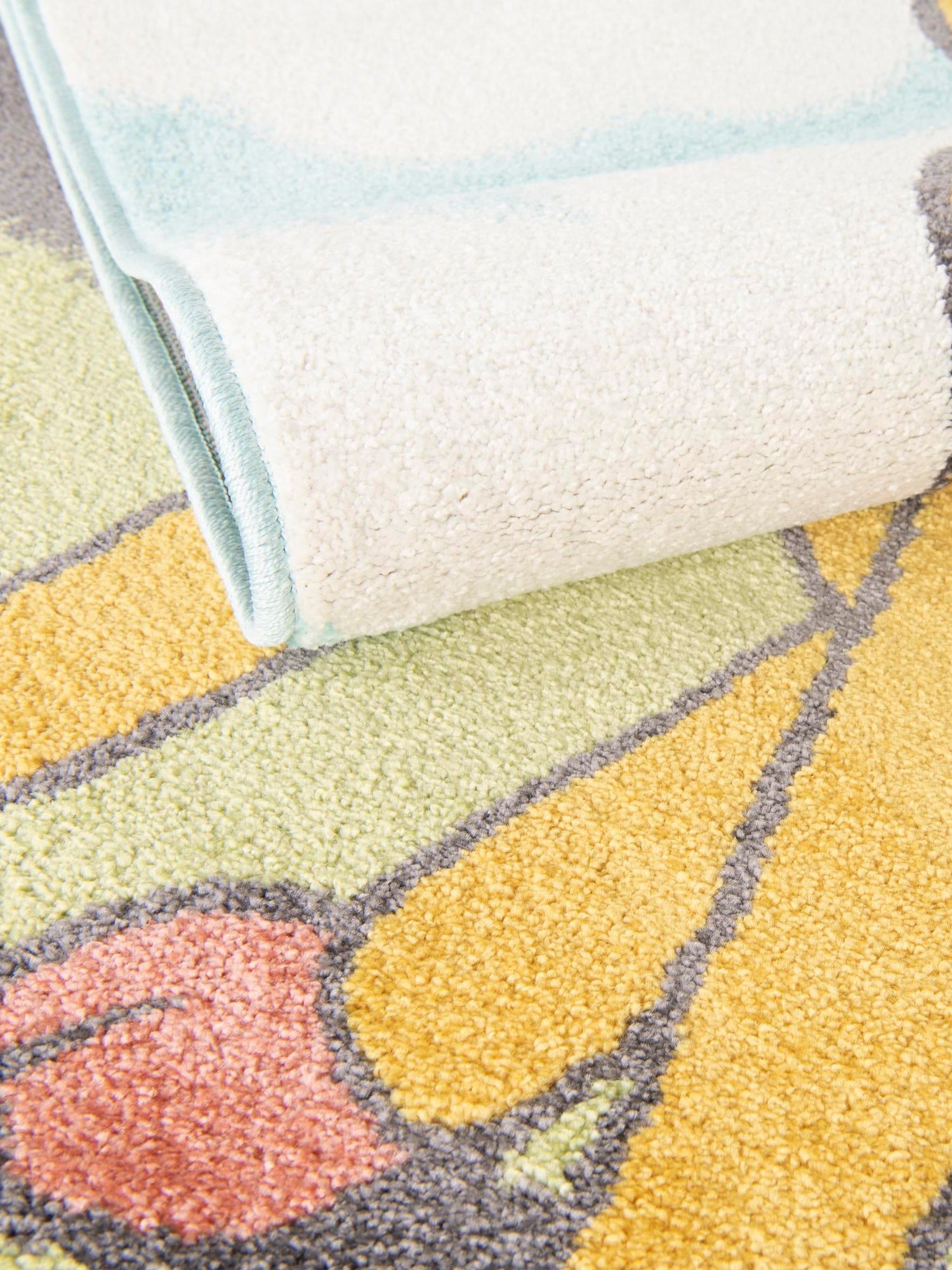 Blue 4' 1 x 6' 1 Whimsy Kids Rectangle Area Rug for Baby Nursery, Toddler Playroom, Bedrooms