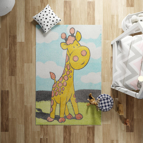 Blue 7' 10 x 10' Whimsy Kids Rectangle Area Rug for Baby Nursery, Toddler Playroom,  Bedrooms Playful Fun Design Easy Clean Carpet for Sale at Rug Engine