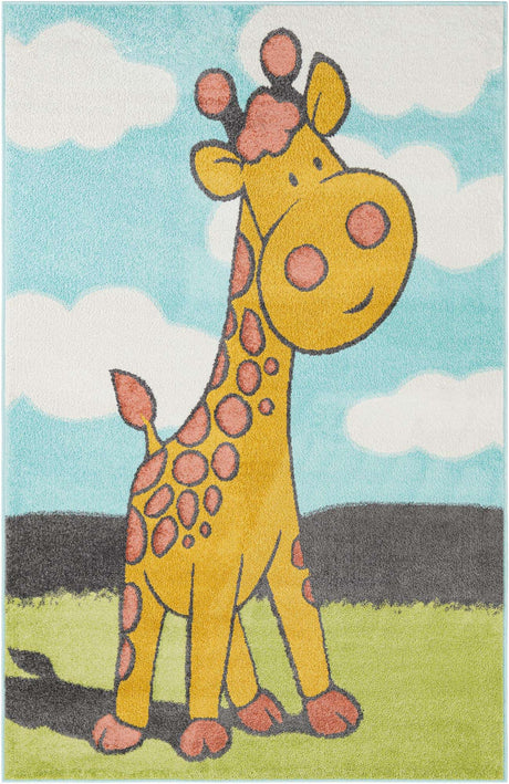 Blue 5' 3 x 8' Whimsy Kids Rectangle Rug