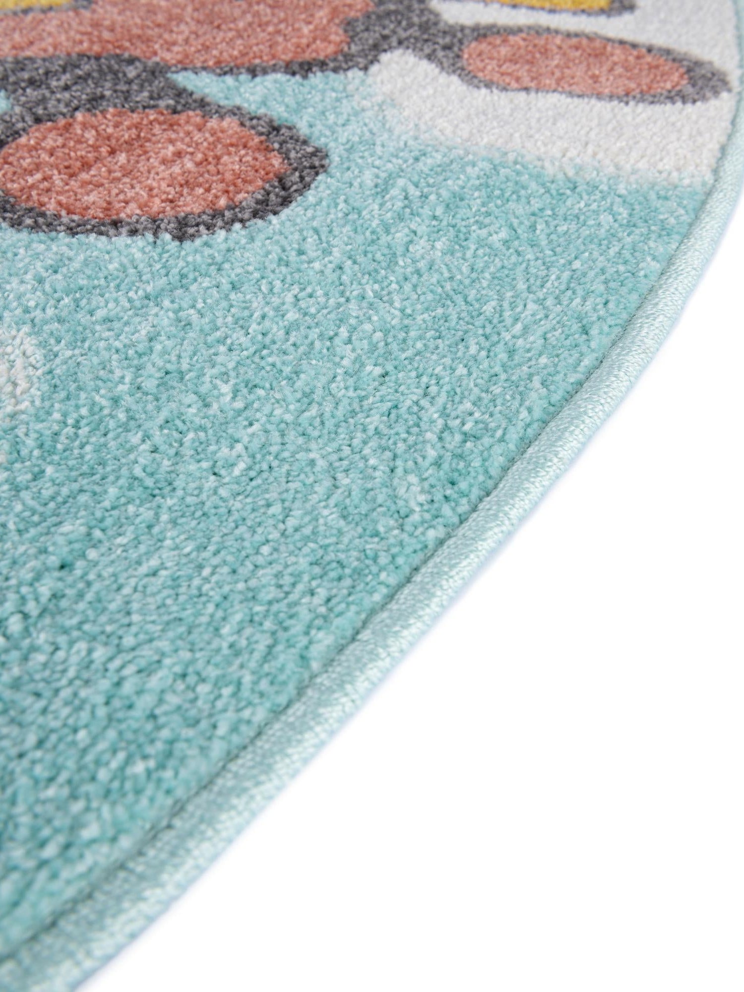 Blue 3' 3 x 3' 3 Whimsy Kids Round Area Rug for Baby Nursery, Toddler Playroom, Bedrooms