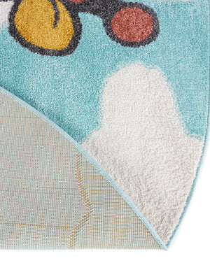 Blue 2' 2 x 2' 2 Whimsy Kids Round Rug