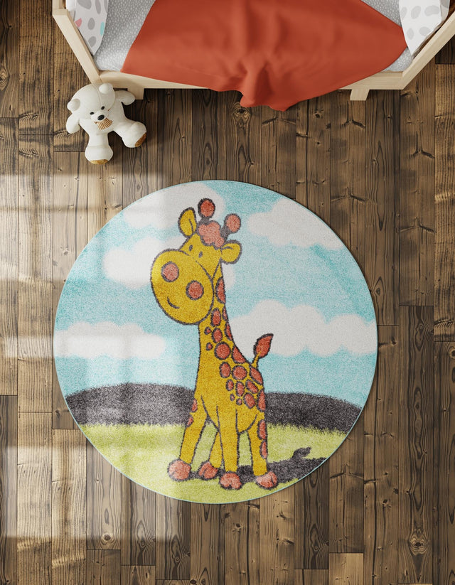 Blue 2' 2 x 2' 2 Whimsy Kids Round Rug