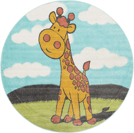 Blue 6' 1 x 6' 1 Whimsy Kids Round Rug