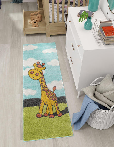 Blue 2' 2 x 6' 1 Whimsy Kids Runner Rug