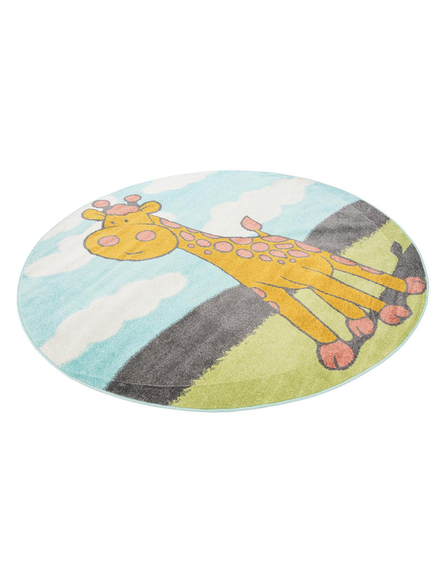 Blue 8' x 8' Whimsy Kids Round Rug