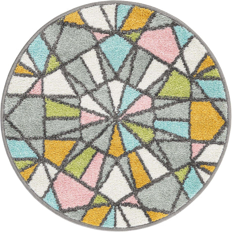 Multicolor 2' 2 x 2' 2 Whimsy Kids Round Rug