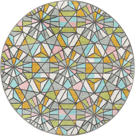 Multicolor 5' 1 x 5' 1 Whimsy Kids Round Rug