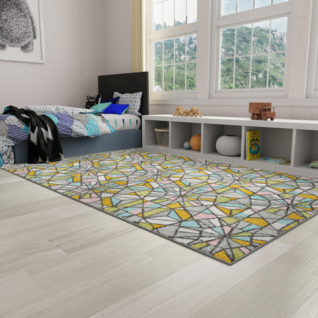 Multicolor 5' 3 x 8' Whimsy Kids Rectangle Area Rug for Baby Nursery, Toddler Playroom,  Bedrooms Playful Fun Design Easy Clean Carpet for Sale at Rug Engine