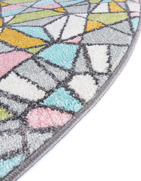 Multicolor 6' 1 x 6' 1 Whimsy Kids Round Area Rug for Baby Nursery, Toddler Playroom,  Bedrooms Playful Fun Design Easy Clean Carpet for Sale at Rug Engine