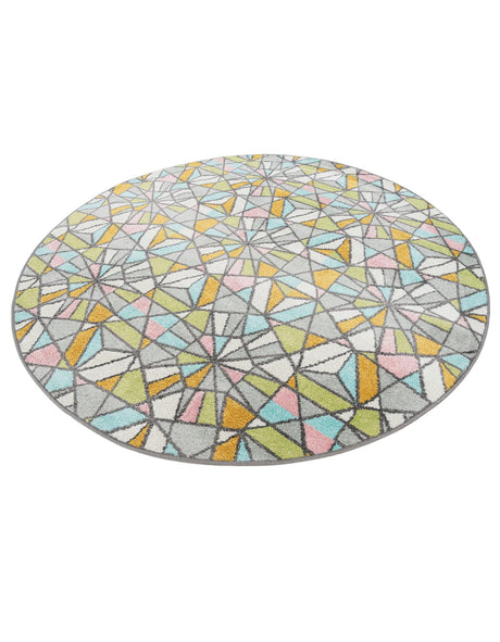 Multicolor 6' 1 x 6' 1 Whimsy Kids Round Area Rug for Baby Nursery, Toddler Playroom,  Bedrooms Playful Fun Design Easy Clean Carpet for Sale at Rug Engine