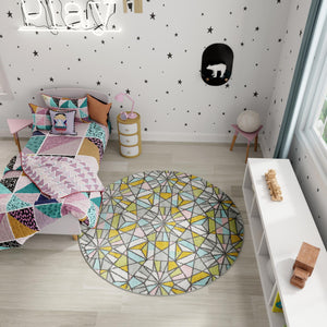 Multicolor 6' 1 x 6' 1 Whimsy Kids Round Rug