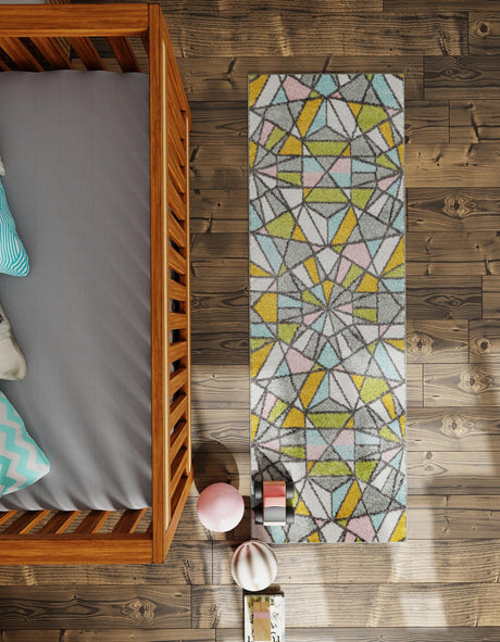 Multicolor 2' 2 x 5' 1 Whimsy Kids Runner Area Rug for Baby Nursery, Toddler Playroom,  Bedrooms Playful Fun Design Easy Clean Carpet for Sale at Rug Engine
