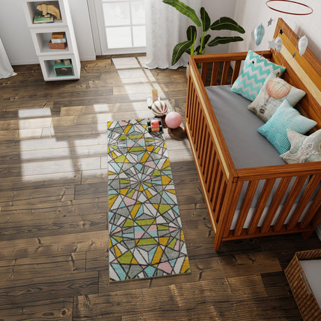 Multicolor 2' 2 x 6' 1 Whimsy Kids Runner Area Rug for Baby Nursery, Toddler Playroom,  Bedrooms Playful Fun Design Easy Clean Carpet for Sale at Rug Engine