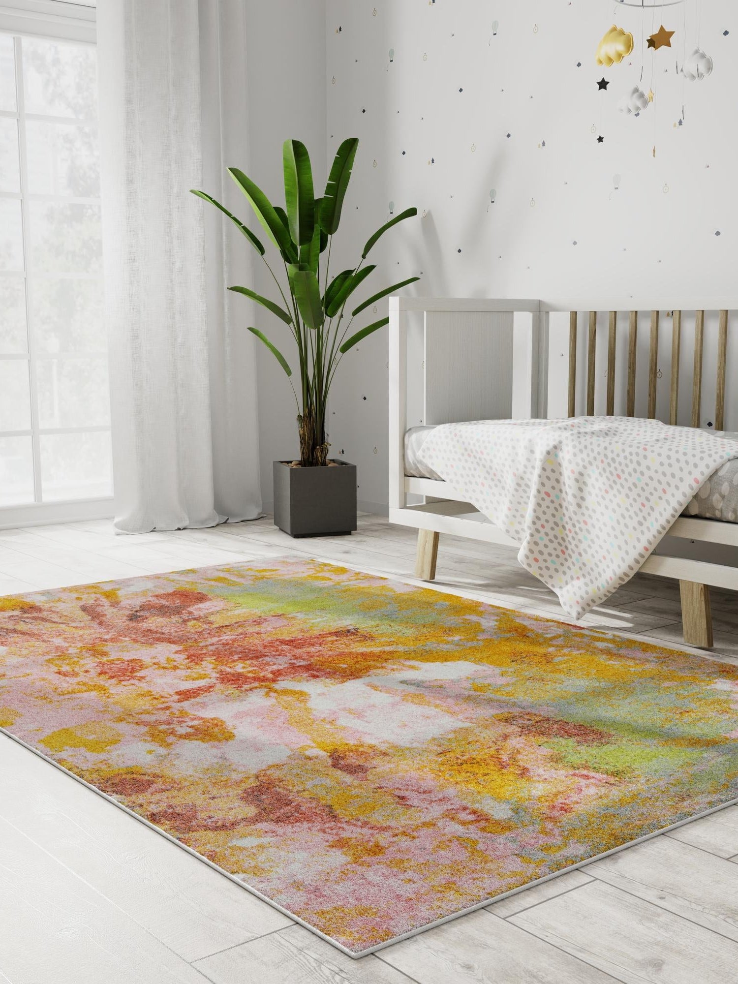 Multicolor 4' 1 x 6' 1 Whimsy Kids Rectangle Area Rug for Baby Nursery, Toddler Playroom,  Bedrooms Playful Fun Design Easy Clean Carpet for Sale at Rug Engine