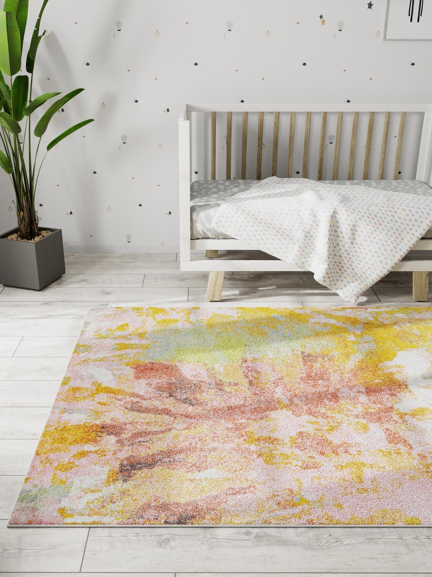 Multicolor 4' 1 x 6' 1 Whimsy Kids Rectangle Area Rug for Baby Nursery, Toddler Playroom,  Bedrooms Playful Fun Design Easy Clean Carpet for Sale at Rug Engine