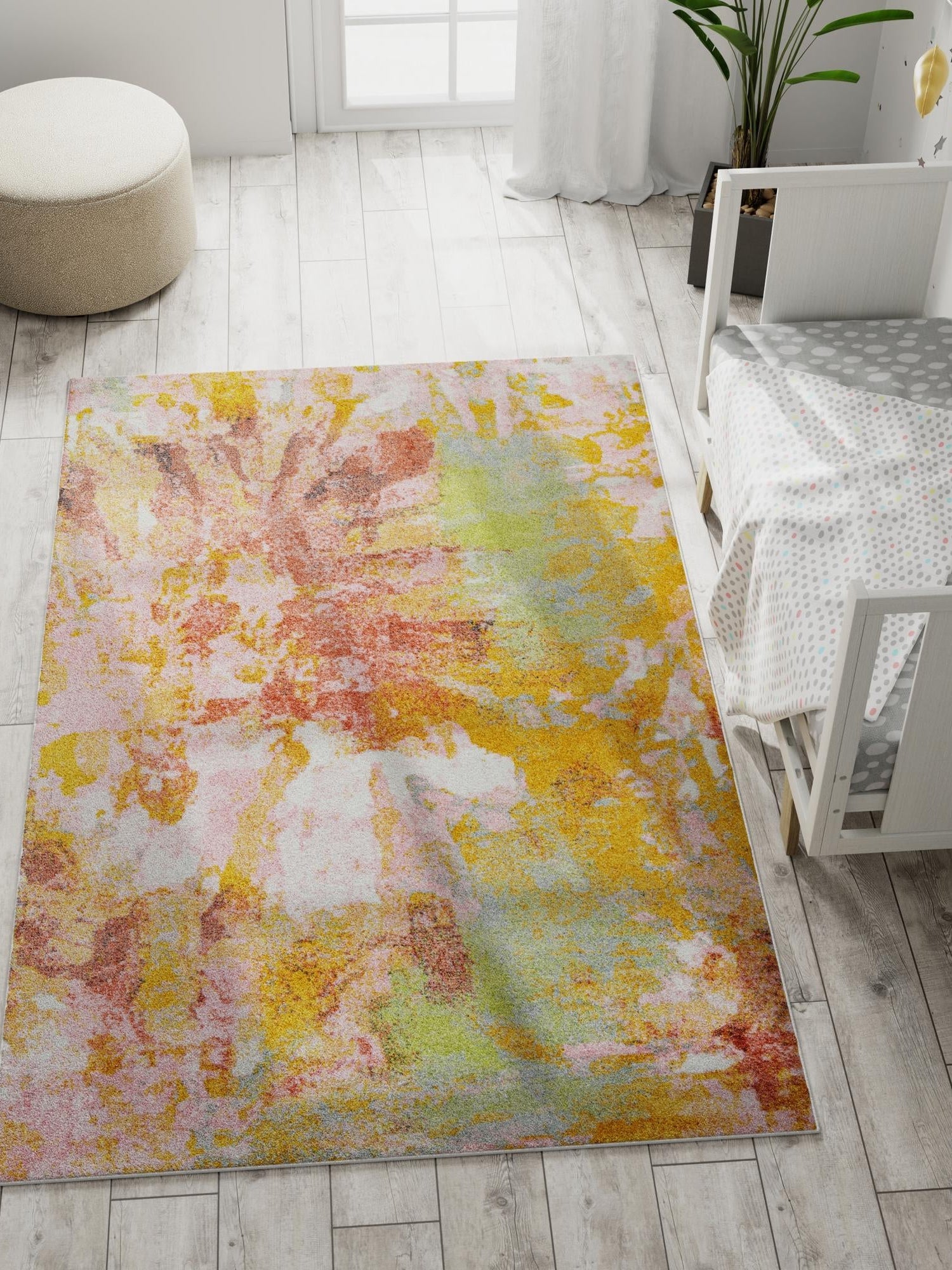 Multicolor 7' 10 x 10' Whimsy Kids Rectangle Area Rug for Baby Nursery, Toddler Playroom, Bedrooms