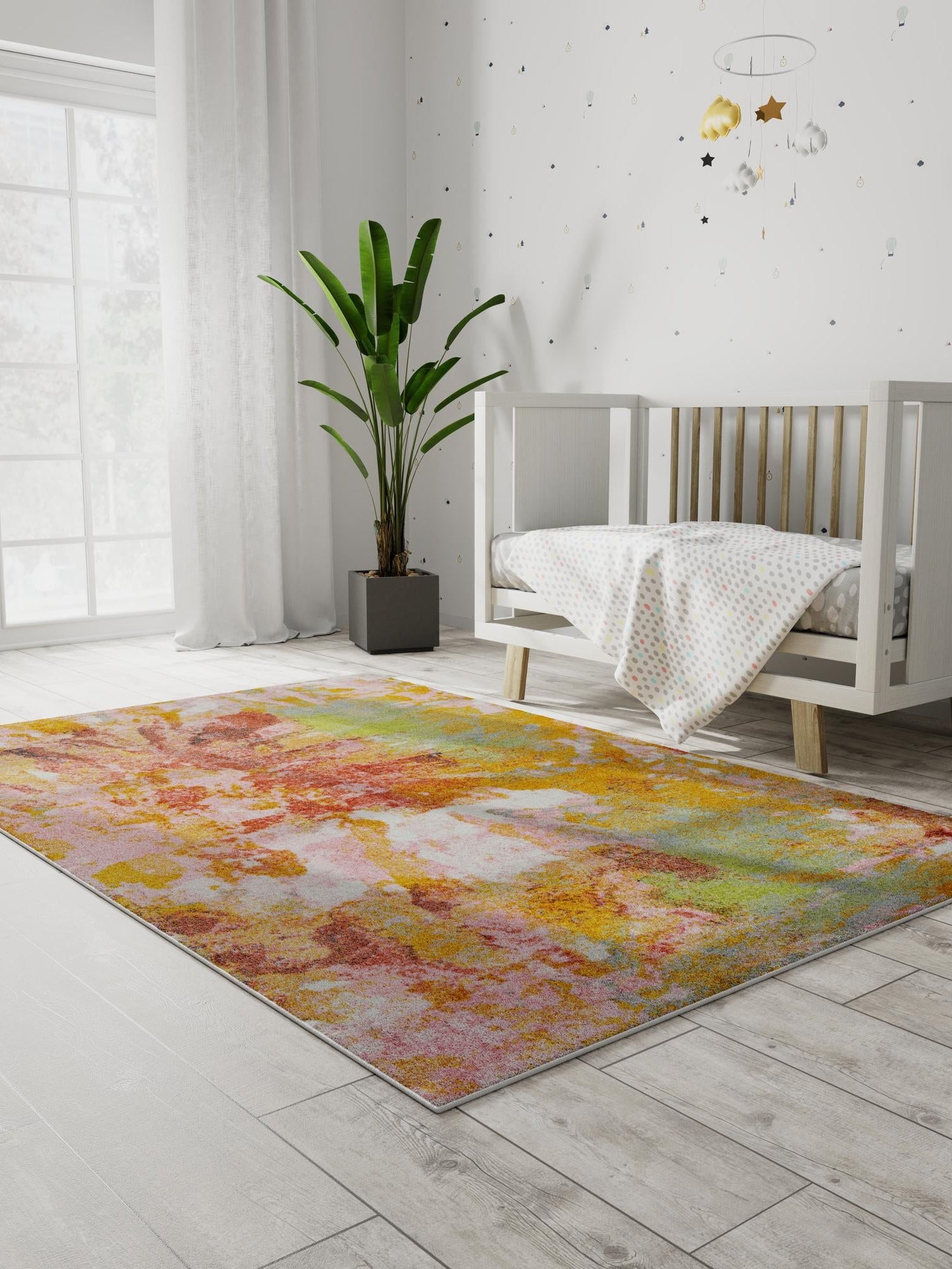 Multicolor 7' 10 x 10' Whimsy Kids Rectangle Area Rug for Baby Nursery, Toddler Playroom, Bedrooms