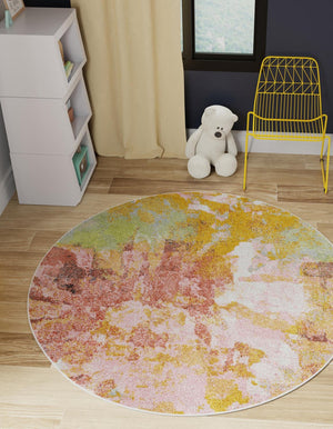 Multicolor 5' 1 x 5' 1 Whimsy Kids Round Rug