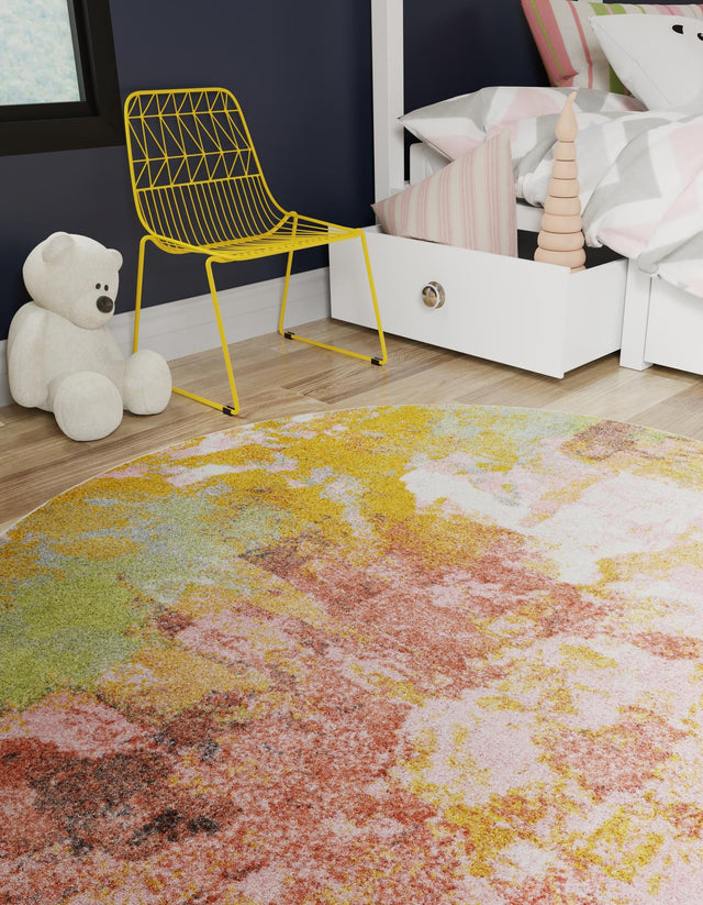 Multicolor 5' 1 x 5' 1 Whimsy Kids Round Rug