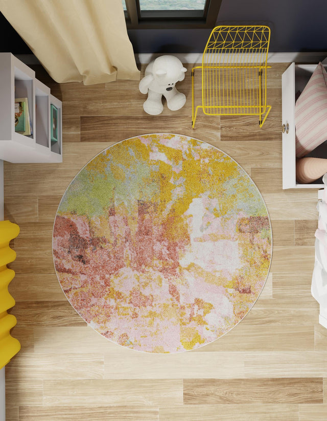 Multicolor 5' 1 x 5' 1 Whimsy Kids Round Rug