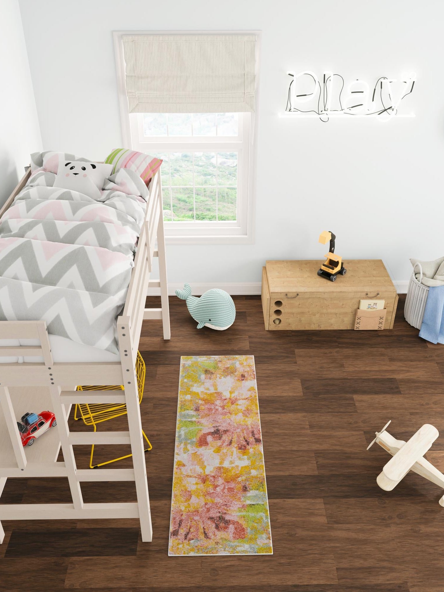 Multicolor 2' 2 x 6' 1 Whimsy Kids Runner Area Rug for Baby Nursery, Toddler Playroom, Bedrooms