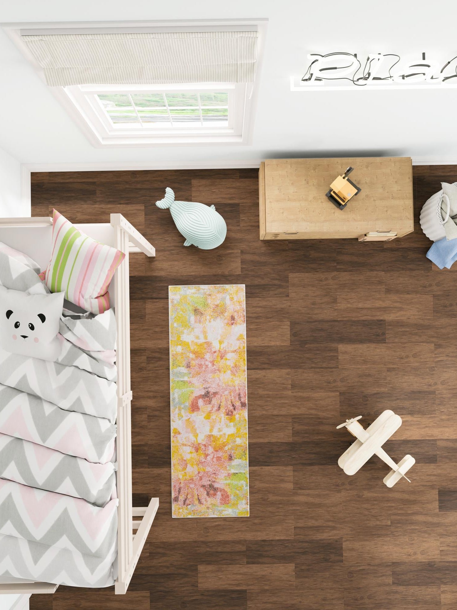 Multicolor 2' 2 x 6' 1 Whimsy Kids Runner Area Rug for Baby Nursery, Toddler Playroom, Bedrooms