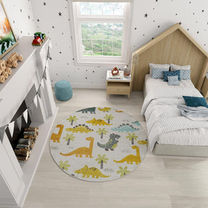 Ivory 5' 1 x 5' 1 Whimsy Kids Round Rug