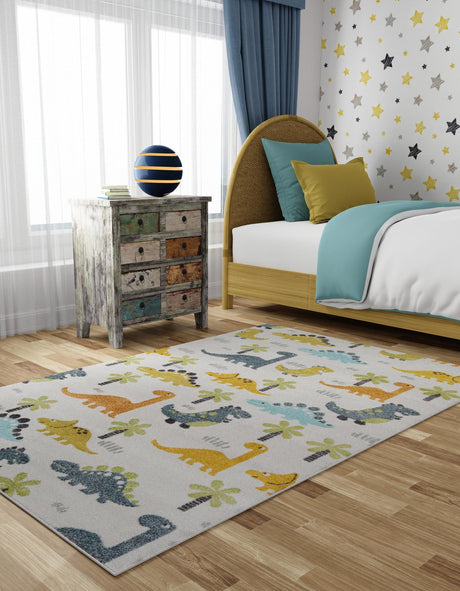 Ivory 5' 3 x 8' Whimsy Kids Rectangle Area Rug for Baby Nursery, Toddler Playroom,  Bedrooms Playful Fun Design Easy Clean Carpet for Sale at Rug Engine