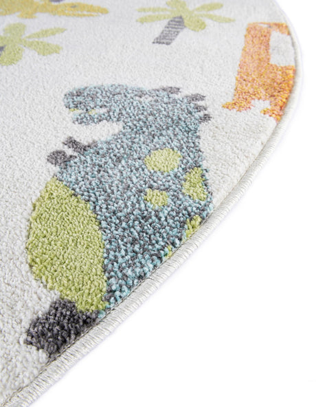 Ivory 6' 1 x 6' 1 Whimsy Kids Round Area Rug for Baby Nursery, Toddler Playroom,  Bedrooms Playful Fun Design Easy Clean Carpet for Sale at Rug Engine