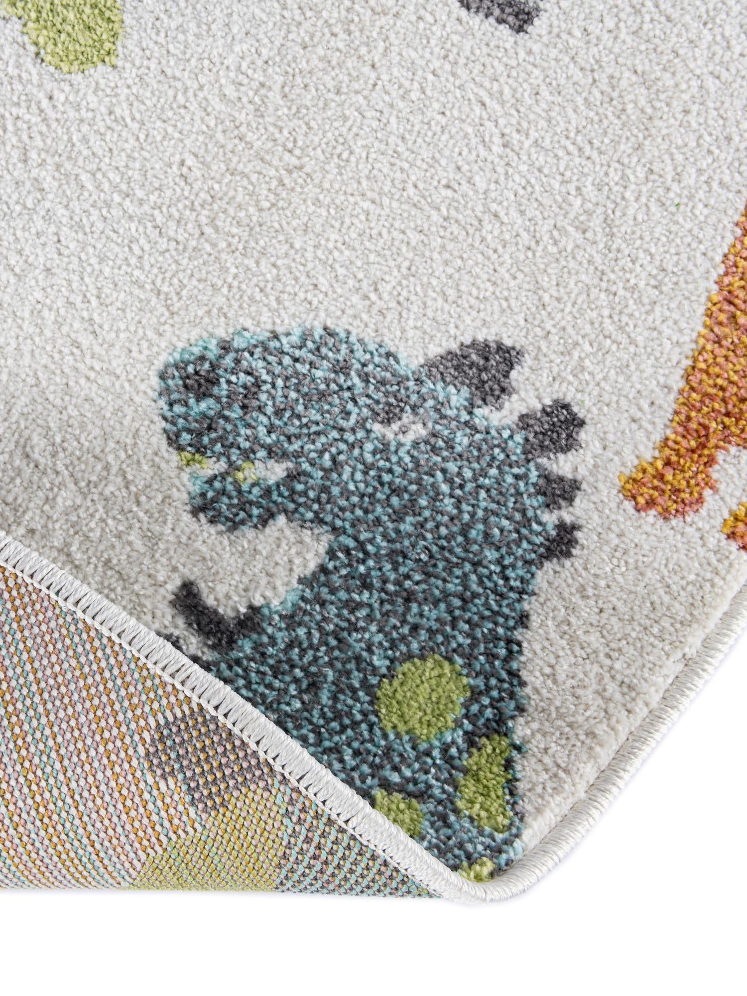 Ivory 5' 1 x 5' 1 Whimsy Kids Round Area Rug for Baby Nursery, Toddler Playroom, Bedrooms