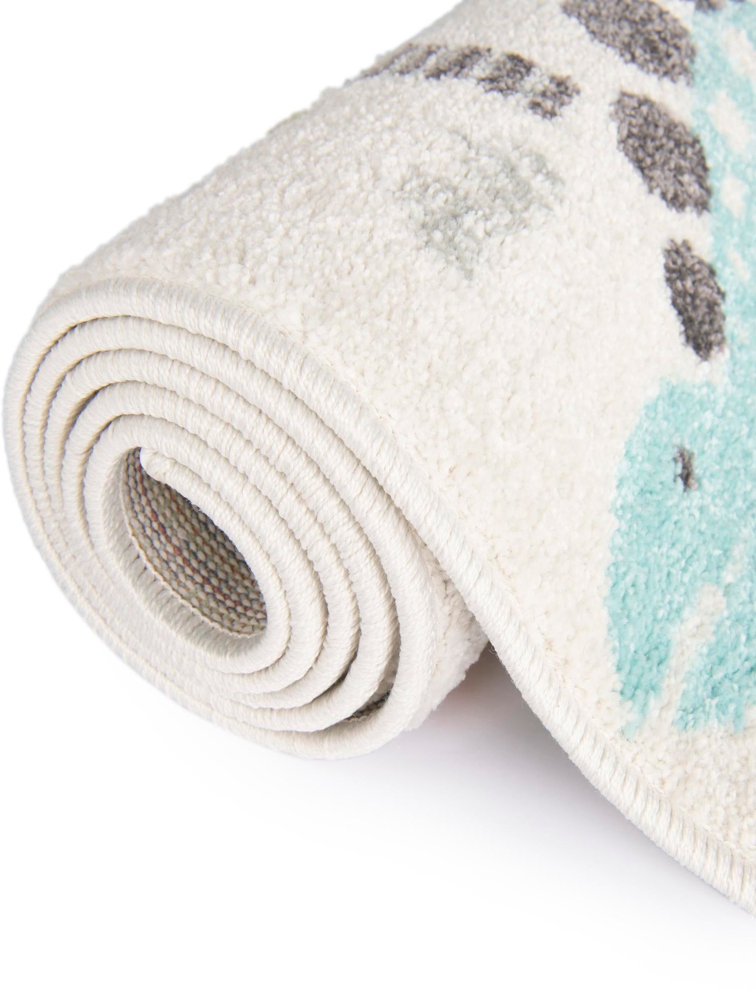 Ivory 5' 1 x 5' 1 Whimsy Kids Round Area Rug for Baby Nursery, Toddler Playroom, Bedrooms