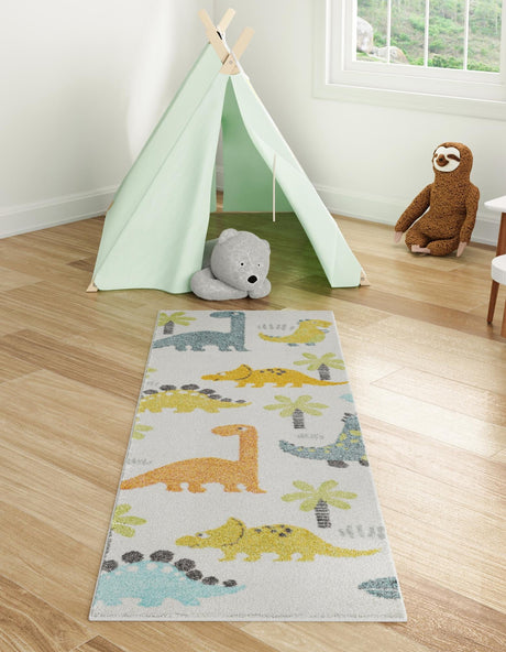 Ivory 2' 2 x 6' 1 Whimsy Kids Runner Area Rug for Baby Nursery, Toddler Playroom,  Bedrooms Playful Fun Design Easy Clean Carpet for Sale at Rug Engine
