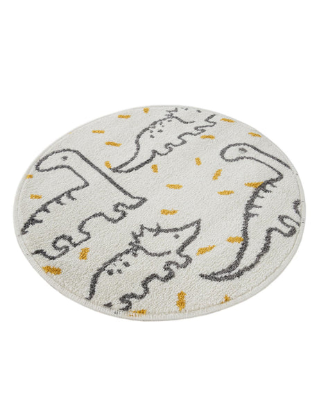 Ivory 2' 2 x 2' 2 Whimsy Kids Round Area Rug for Baby Nursery, Toddler Playroom,  Bedrooms Playful Fun Design Easy Clean Carpet for Sale at Rug Engine