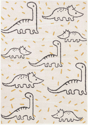 Ivory 4' 1 x 6' 1 Whimsy Kids Rectangle Area Rug for Baby Nursery, Toddler Playroom, Bedrooms