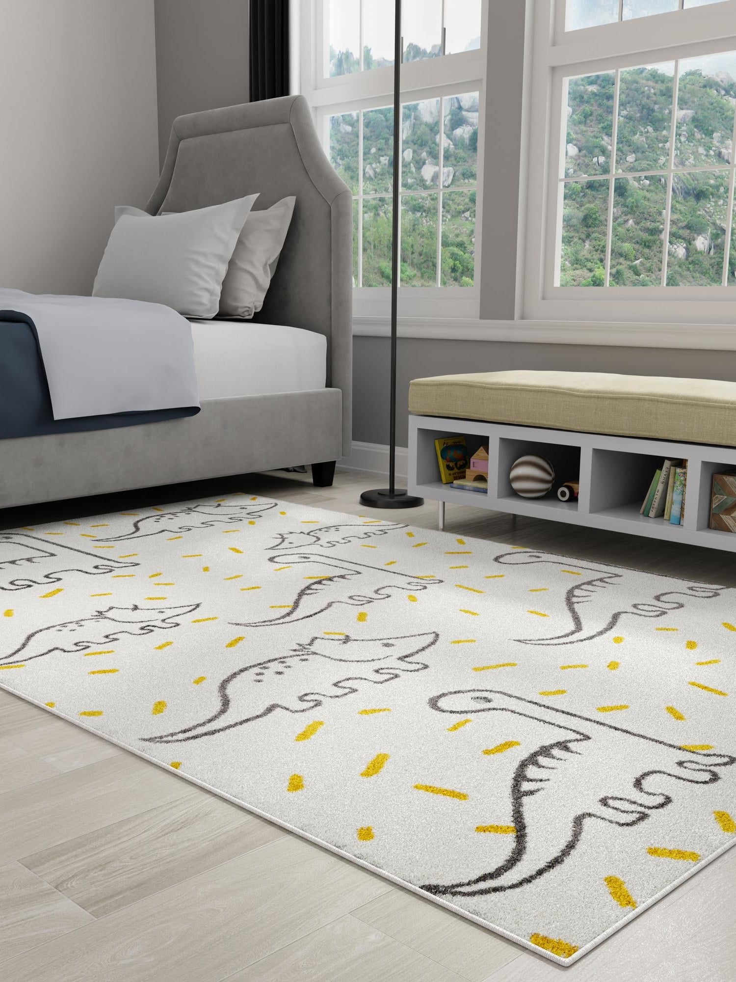 Ivory 2' 2 x 3' 1 Whimsy Kids Rectangle Area Rug for Baby Nursery, Toddler Playroom,  Bedrooms Playful Fun Design Easy Clean Carpet for Sale at Rug Engine