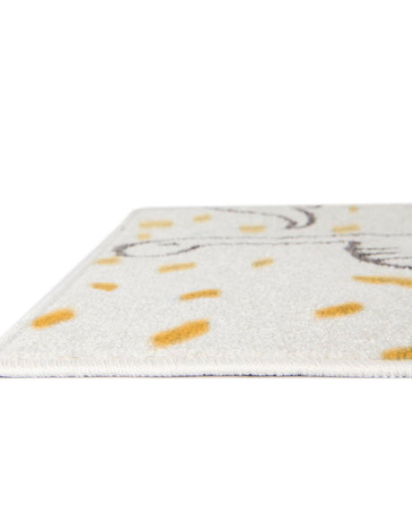 Ivory 4' 1 x 6' 1 Whimsy Kids Rectangle Area Rug for Baby Nursery, Toddler Playroom,  Bedrooms Playful Fun Design Easy Clean Carpet for Sale at Rug Engine