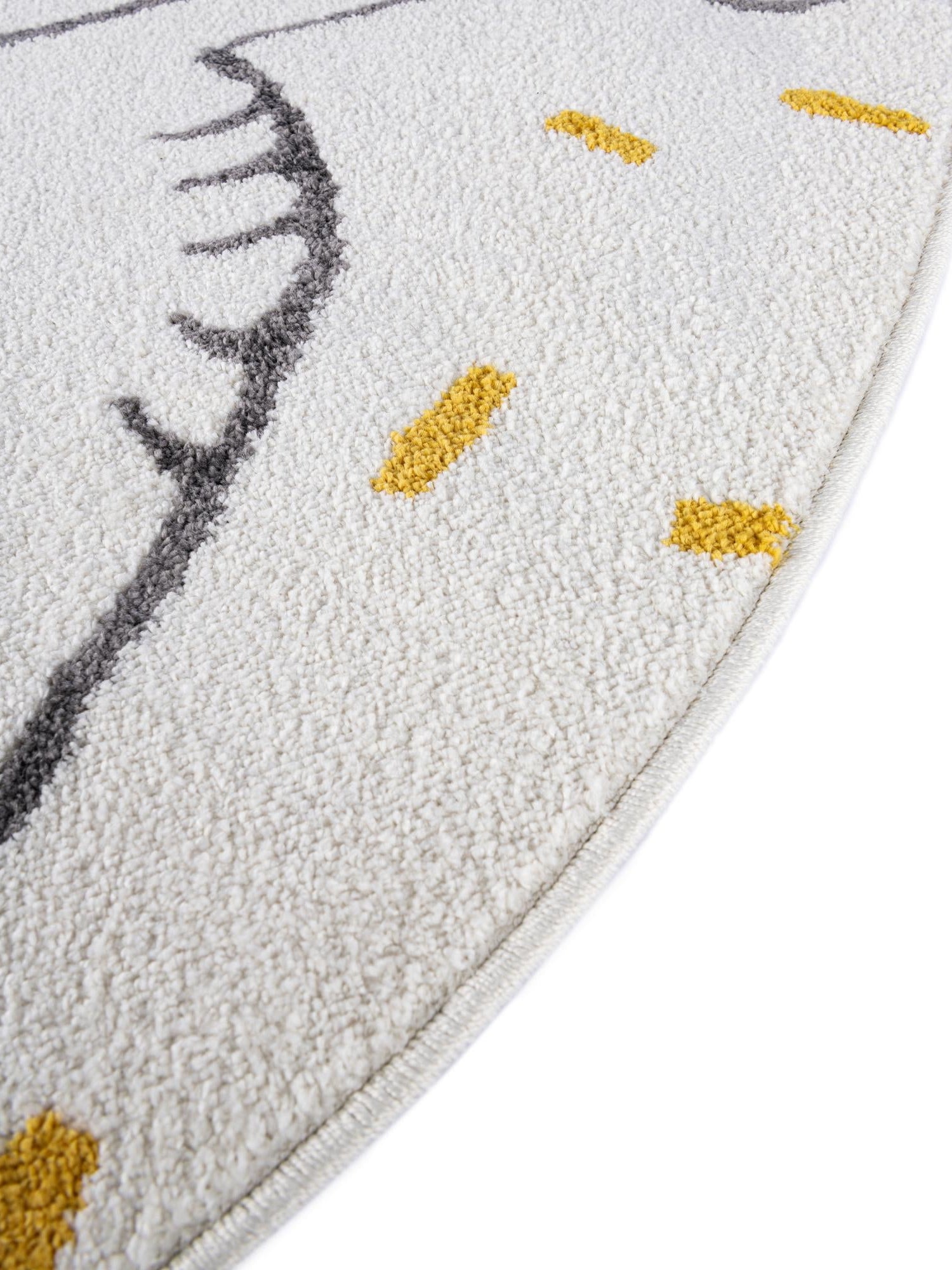 Ivory 6' 1 x 6' 1 Whimsy Kids Round Area Rug for Baby Nursery, Toddler Playroom, Bedrooms