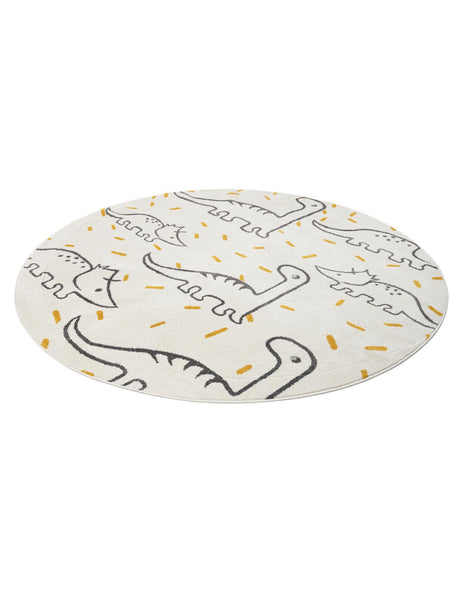 Ivory 7' 10 x 7' 10 Whimsy Kids Round Area Rug for Baby Nursery, Toddler Playroom,  Bedrooms Playful Fun Design Easy Clean Carpet for Sale at Rug Engine