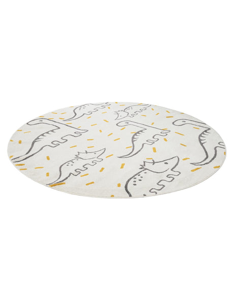 Ivory 7' 10 x 7' 10 Whimsy Kids Round Area Rug for Baby Nursery, Toddler Playroom,  Bedrooms Playful Fun Design Easy Clean Carpet for Sale at Rug Engine