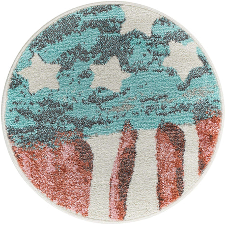 Red and Blue 2' 2 x 2' 2 Whimsy Kids Round Rug