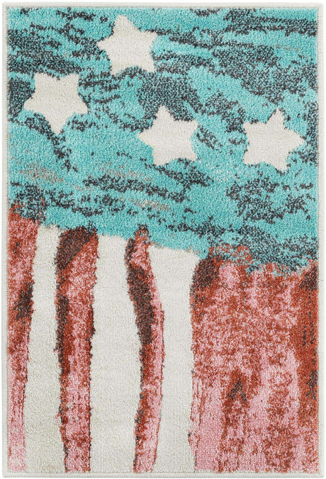 Red and Blue 2' 2 x 3' 1 Whimsy Kids Rectangle Rug
