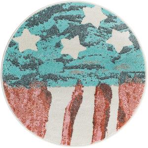 Red and Blue 3' 3 x 3' 3 Whimsy Kids Round Rug