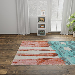 Red and Blue 5' 3 x 8' Whimsy Kids Rectangle Rug