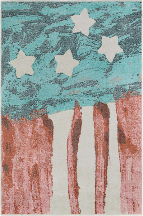 Red and Blue 5' 3 x 8' Whimsy Kids Rectangle Rug