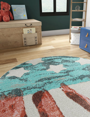Red and Blue 2' 2 x 2' 2 Whimsy Kids Round Rug