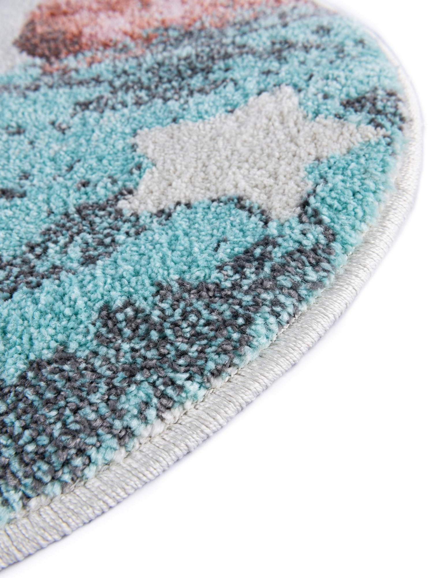 Red and Blue 3' 3 x 3' 3 Whimsy Kids Round Area Rug for Baby Nursery, Toddler Playroom, Bedrooms