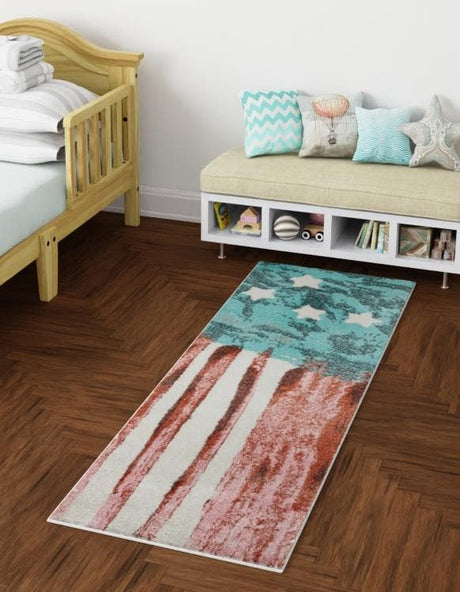 Red and Blue 2' 2 x 6' 1 Whimsy Kids Runner Rug