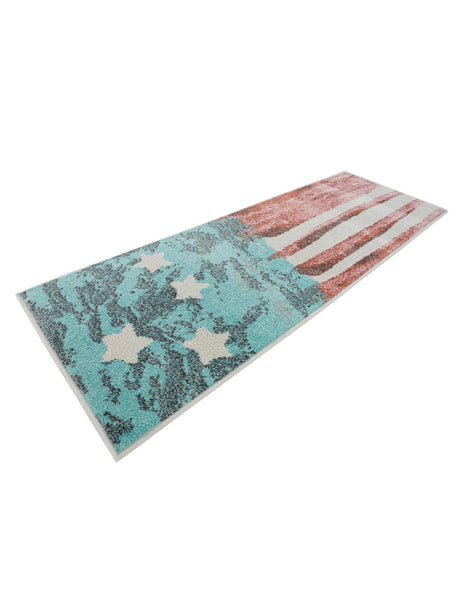 Red and Blue 2' 2 x 6' 1 Whimsy Kids Runner Area Rug for Baby Nursery, Toddler Playroom,  Bedrooms Playful Fun Design Easy Clean Carpet for Sale at Rug Engine