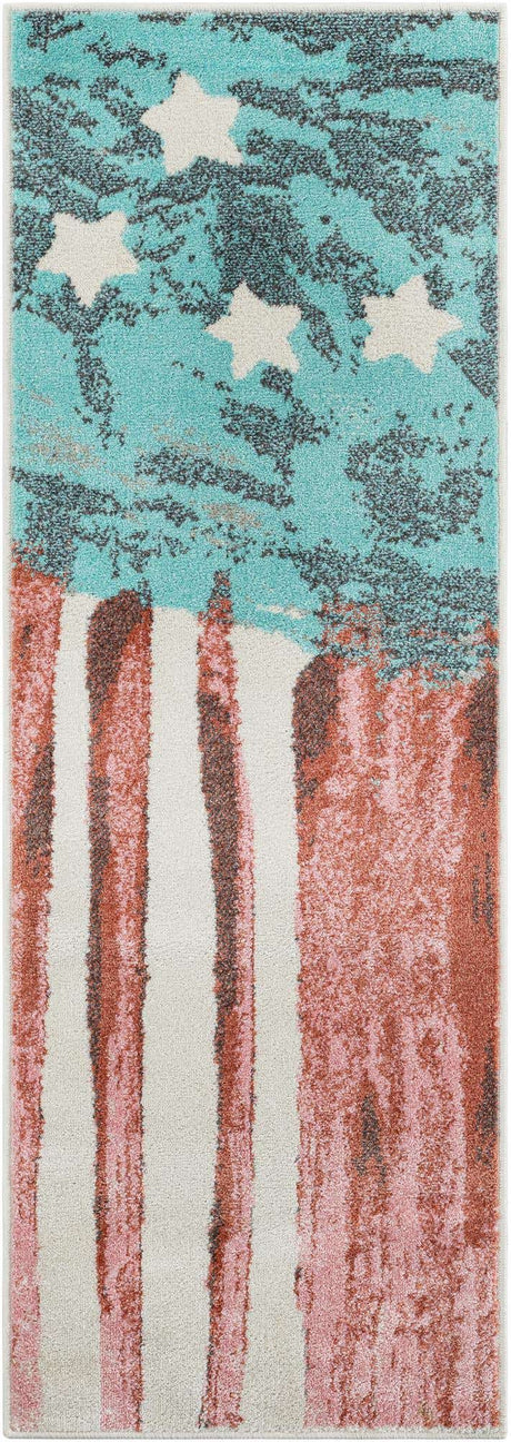 Red and Blue 2' 2 x 6' 1 Whimsy Kids Runner Rug
